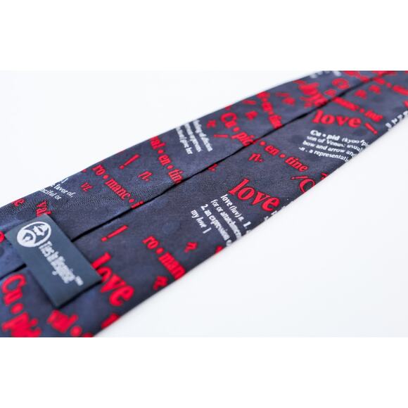 VTG 90s Love Valentines Cupid Dictionary Print Tie Wedding Sweetheart Novelty - Picture 10 of 14